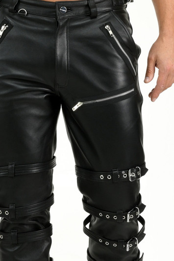 Real Leather made Men's Cowhide Leather Buckled belts Trousers - Details