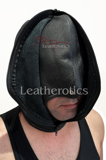Leather Bondage Hood with zip M5-NW 1