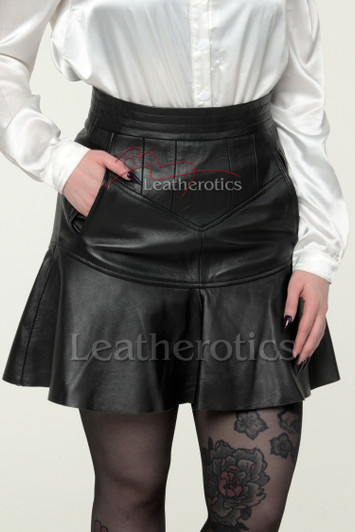 Leather skirt with flare , Made to order leather clothing