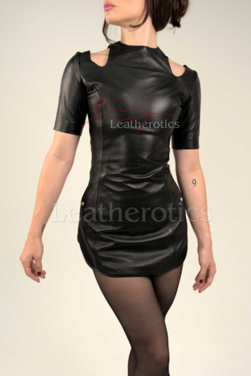 Black Leather Dress Women Dress BDSM Dress Sexy Dress -  UK