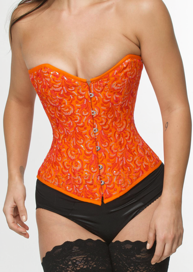 Orange Corset Overbust With Modesty Panel - front