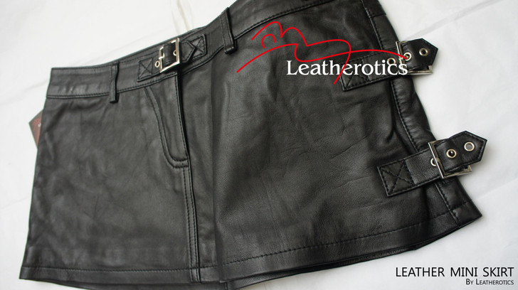 Mini Leather Skirt Black - Product Front View