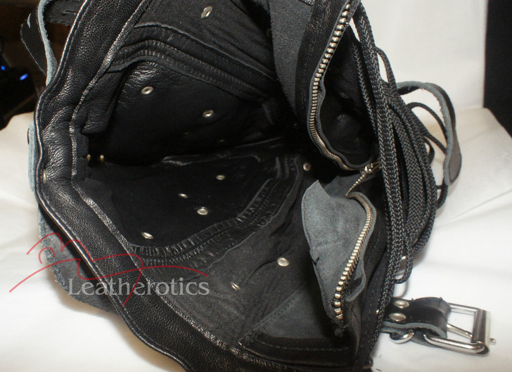 Goat Leather Tight mask bondage in black color pic 5