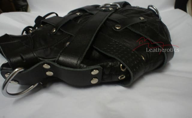 Goat Leather Tight mask  in black color pic 6