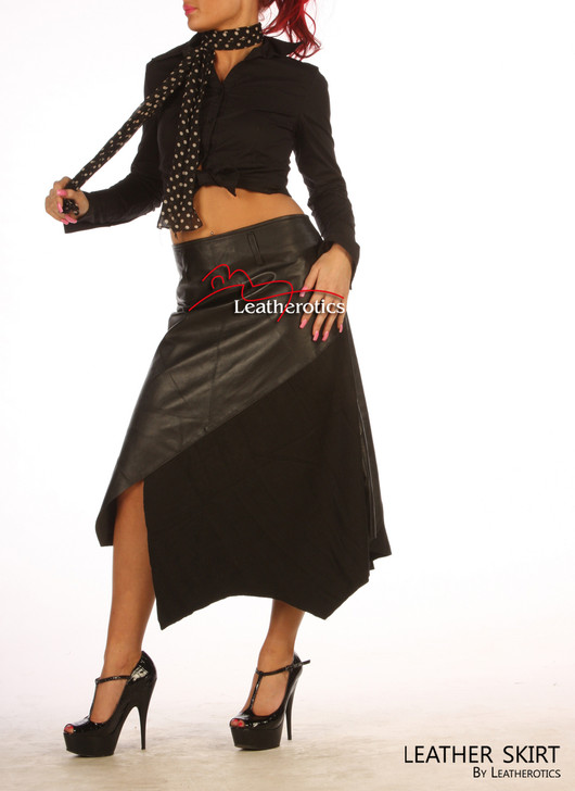 Real Leather Panelled Skirt