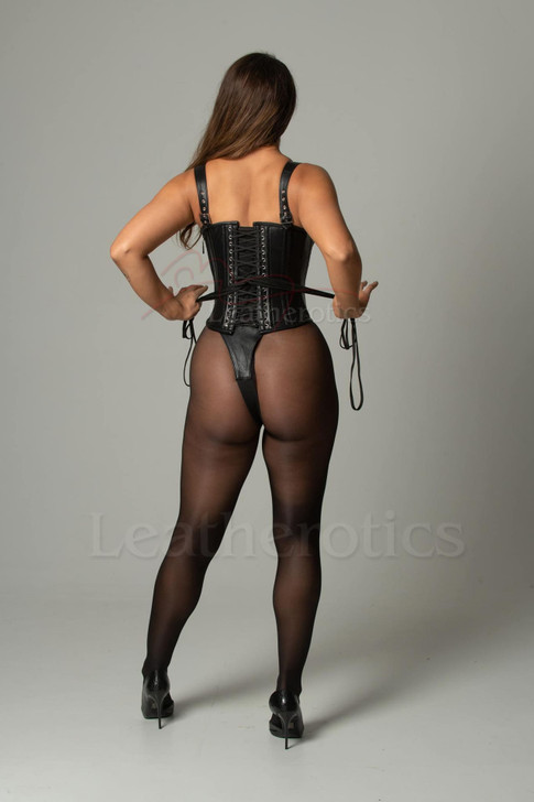 Leather Corset Dress Over-Bust Closed Crotch 1281