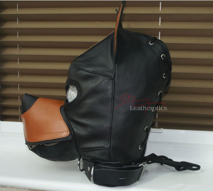 Bdsm leather dog mask pic 3