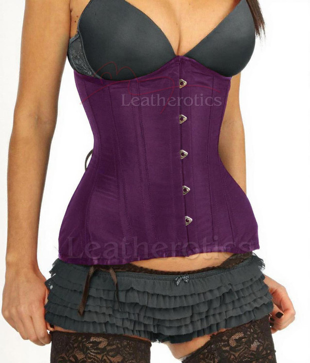 Steel Boned Hipster Corset Purple Taffeta Under Bust