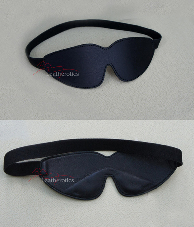 Real Leather Blindfold Padded Eye Mask Hood