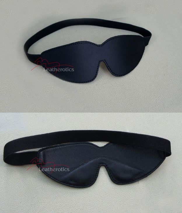 Real Leather Blindfold Padded Eye Mask Hood