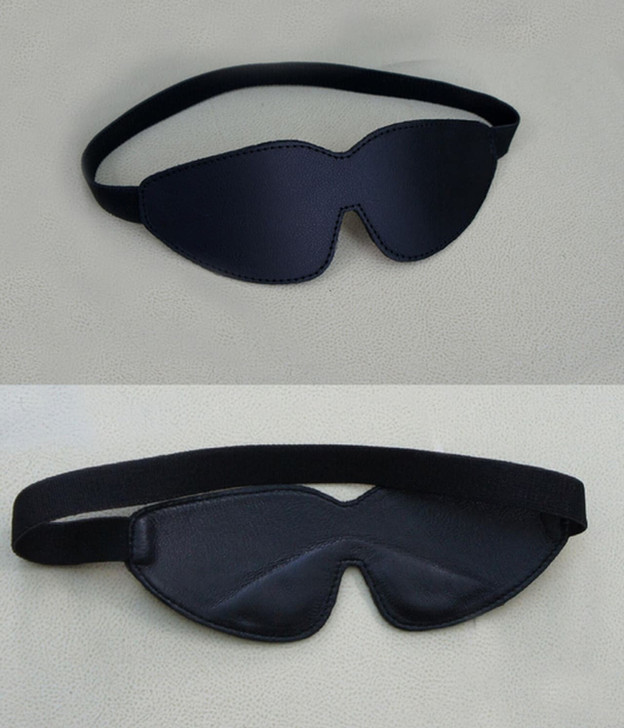 Real Leather Blindfold Padded Eye Mask Hood