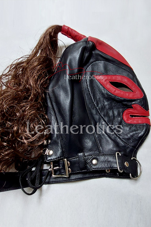 Fetish leather wig mask 3