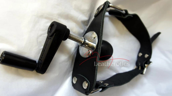 Leather Ball Gag Lockable Steel Screw
