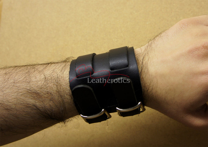 black leather wristband