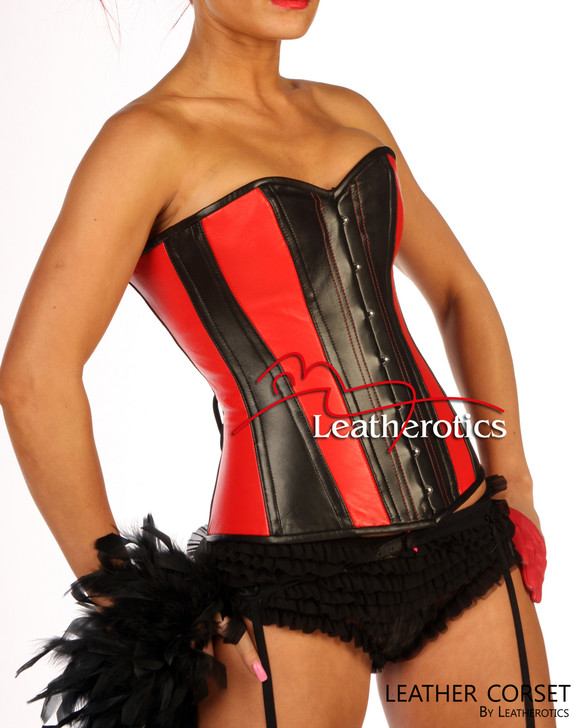 Leather Red and Black Corset - side view