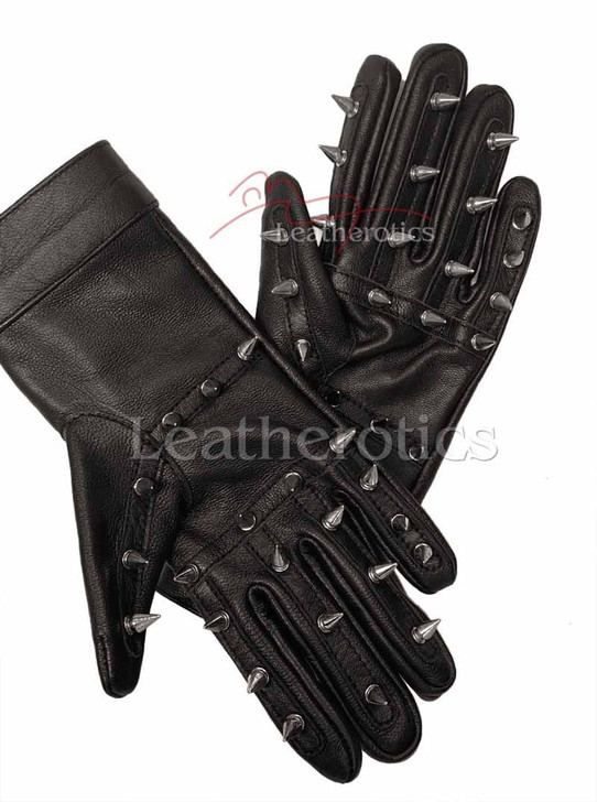 Leather STEEL SPIKE  hand GLOVES 1