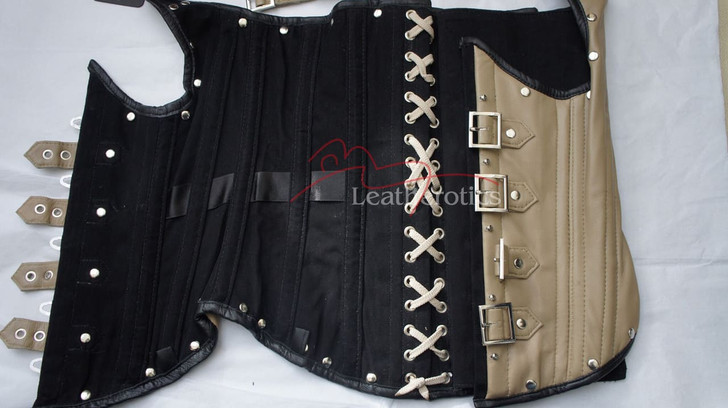 Womens Leather Steampunk Underbust Corset - Inside View