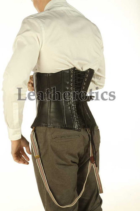 Men's Leather Corset Underbust - Back View