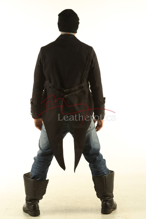 Men's Black Tailcoat Gothic Steampunk Jacket back view