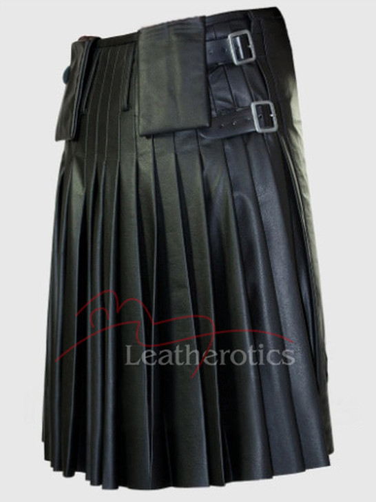 Leather Kilt Pleated Scottish - back