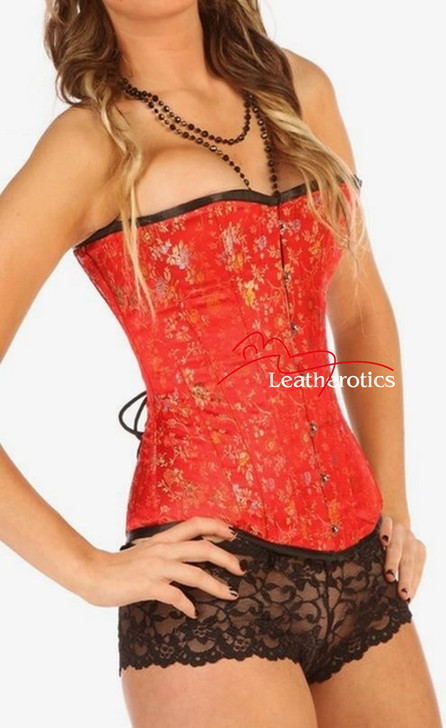 Tight Lacing Silk OverBust Corset Red 1801R
