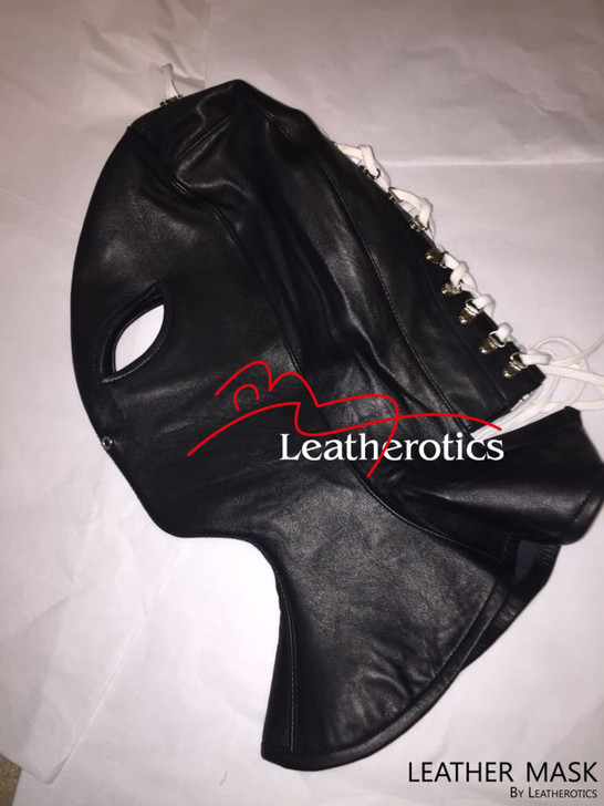 Leather Long Line Mask Hood bdsm image 3