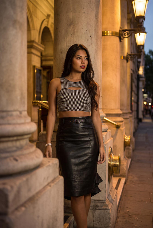 Black Fishtail Skirt Leather - Lifestyle 1