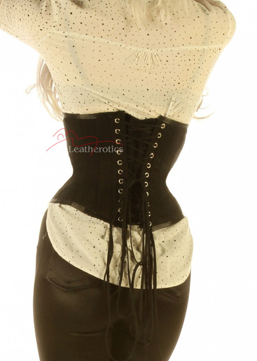 Satin Black Belt Corset Waist Trainer - Back View