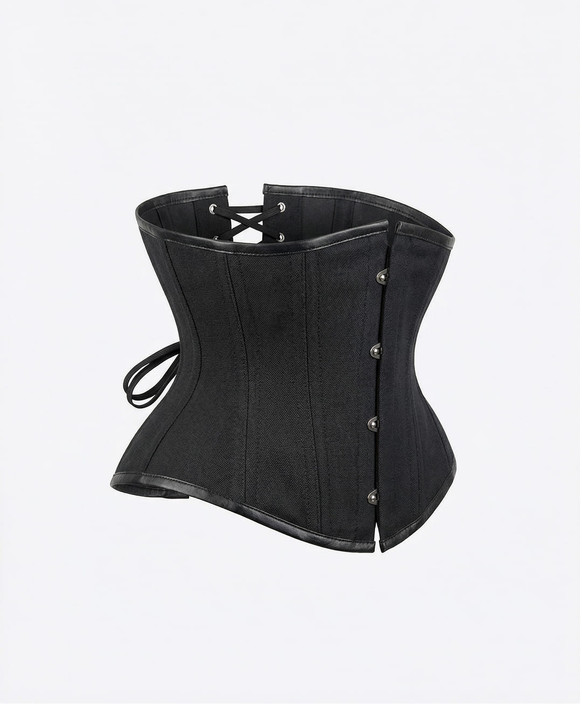 Steel boned cotton corset close fit shaping waist belt
