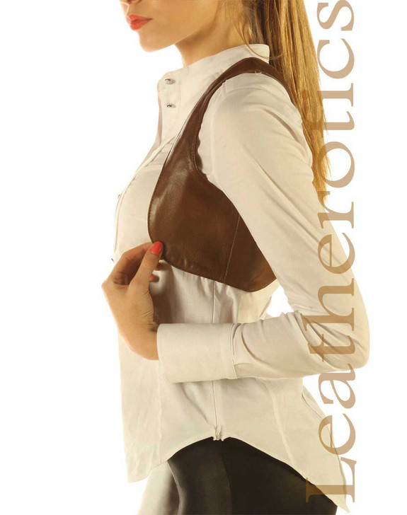 Real Leather Waistcoat Vest - side view