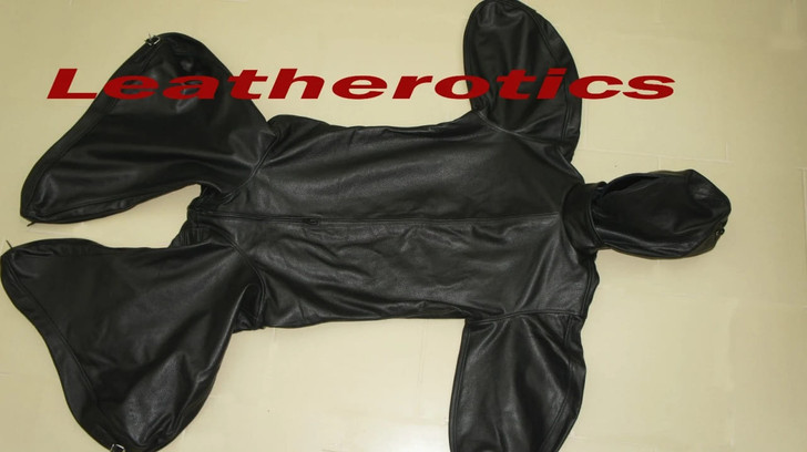 Leather Bodybag Bondage B-Suit with Mask Restraint Gimp suit
