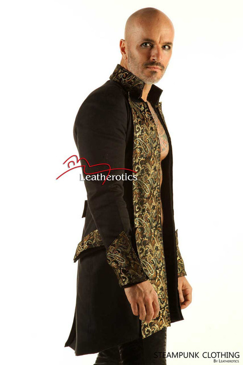 Vintage steampunk jacket men - side view