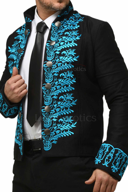 Blue Jacket with Blue Embroidery - details