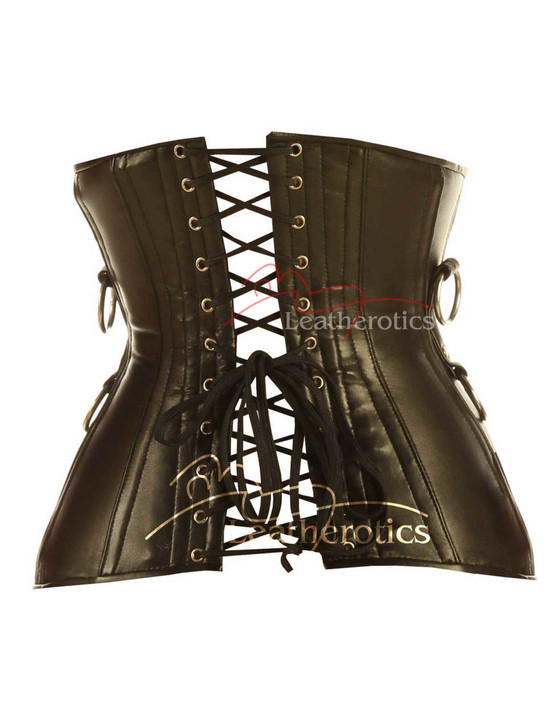 Womens Gothich Style Black Leather Wide Corset Belt - Back View