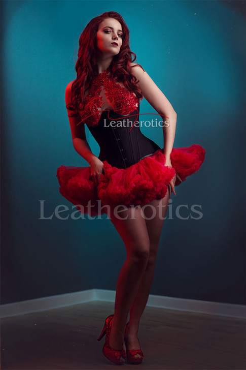 Black Cotton Underbust Corset - In Use