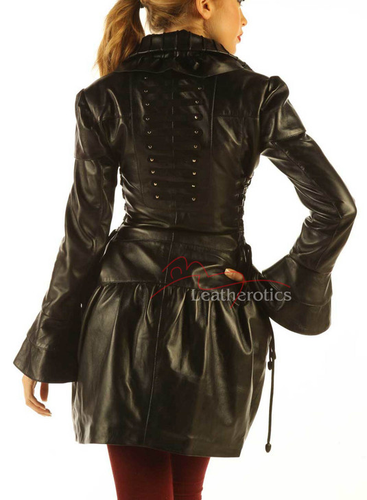 leather burlesque jacket - back side view
