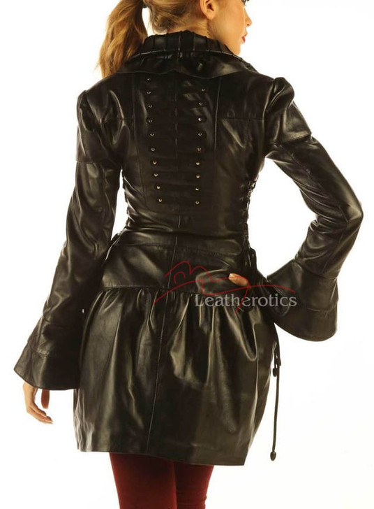 leather burlesque jacket - back side view