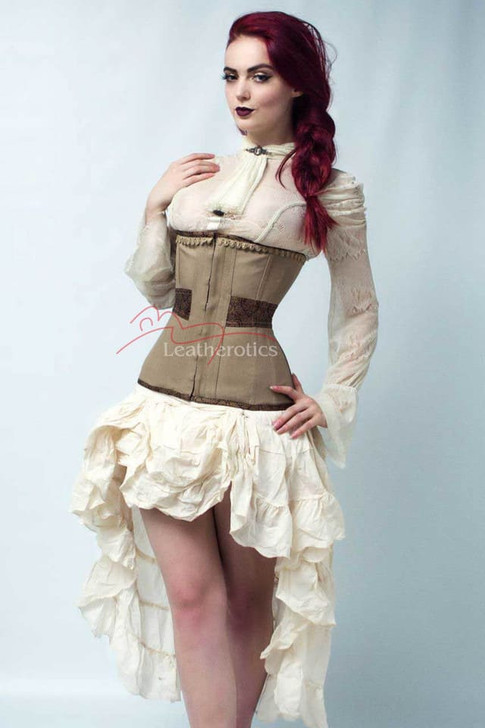 Cotton Underboob Beige Corset - Front View