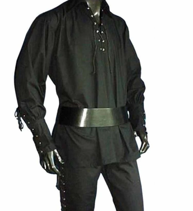 Mens Larp Kilt Shirt  Black Cotton