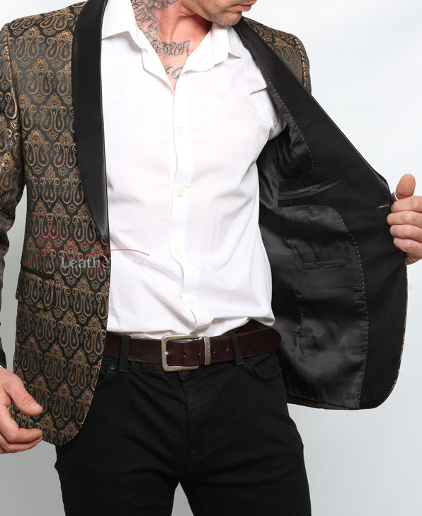 Men's Gold Blazer with black lapels