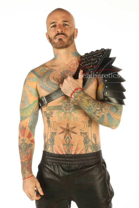 leather spaulders - front view