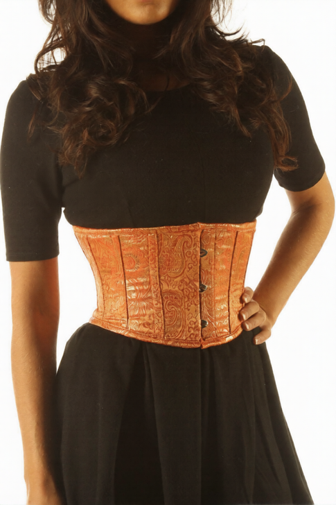 Steel Boned Under Bust Brocade Corset Waist Belt Trainer E5