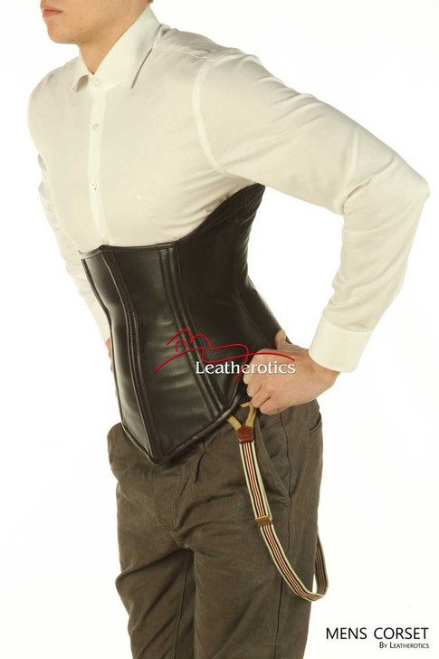 Leather Corset Mens Waist Trainer side view