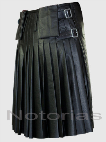 soft leather made men's leather kilt - front