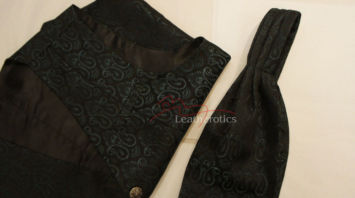 Men's Waistcoat dark olive Brocade