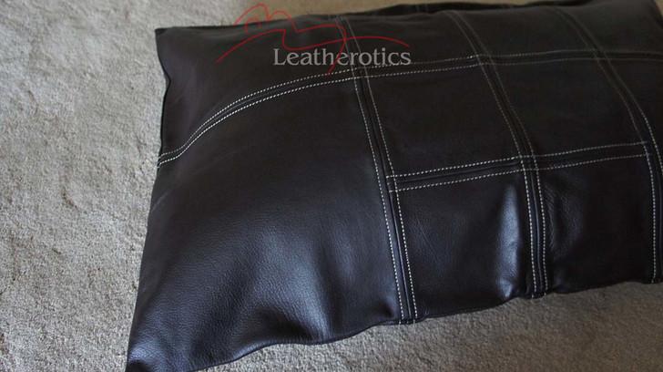 Panelled Leather Pillow Cover - right side
