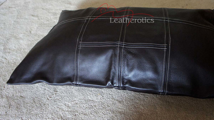 Panelled Leather Pillow Cover - left side
