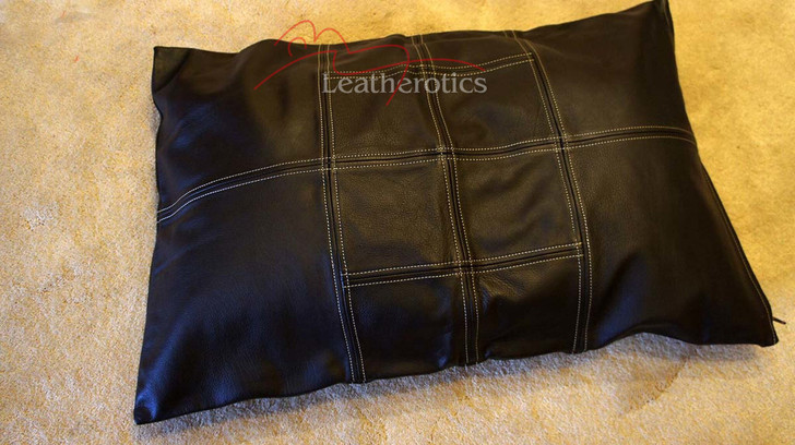 Panelled Leather Pillow Cover - top
