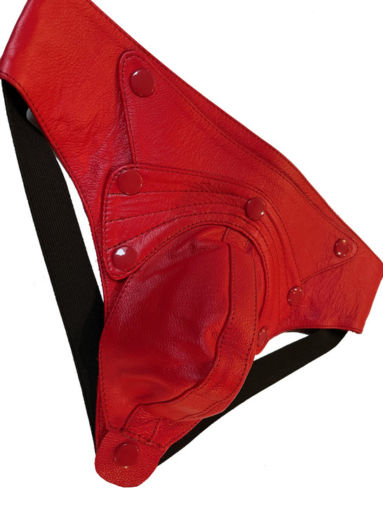 Mens Leather Jock Pouch Underwear Red