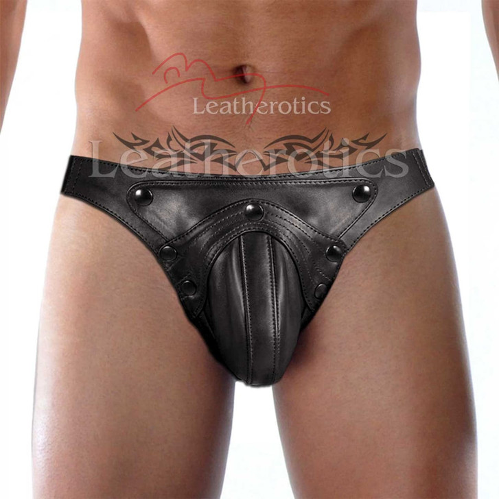 Mens Leather Jock Pouch Underwear 026
